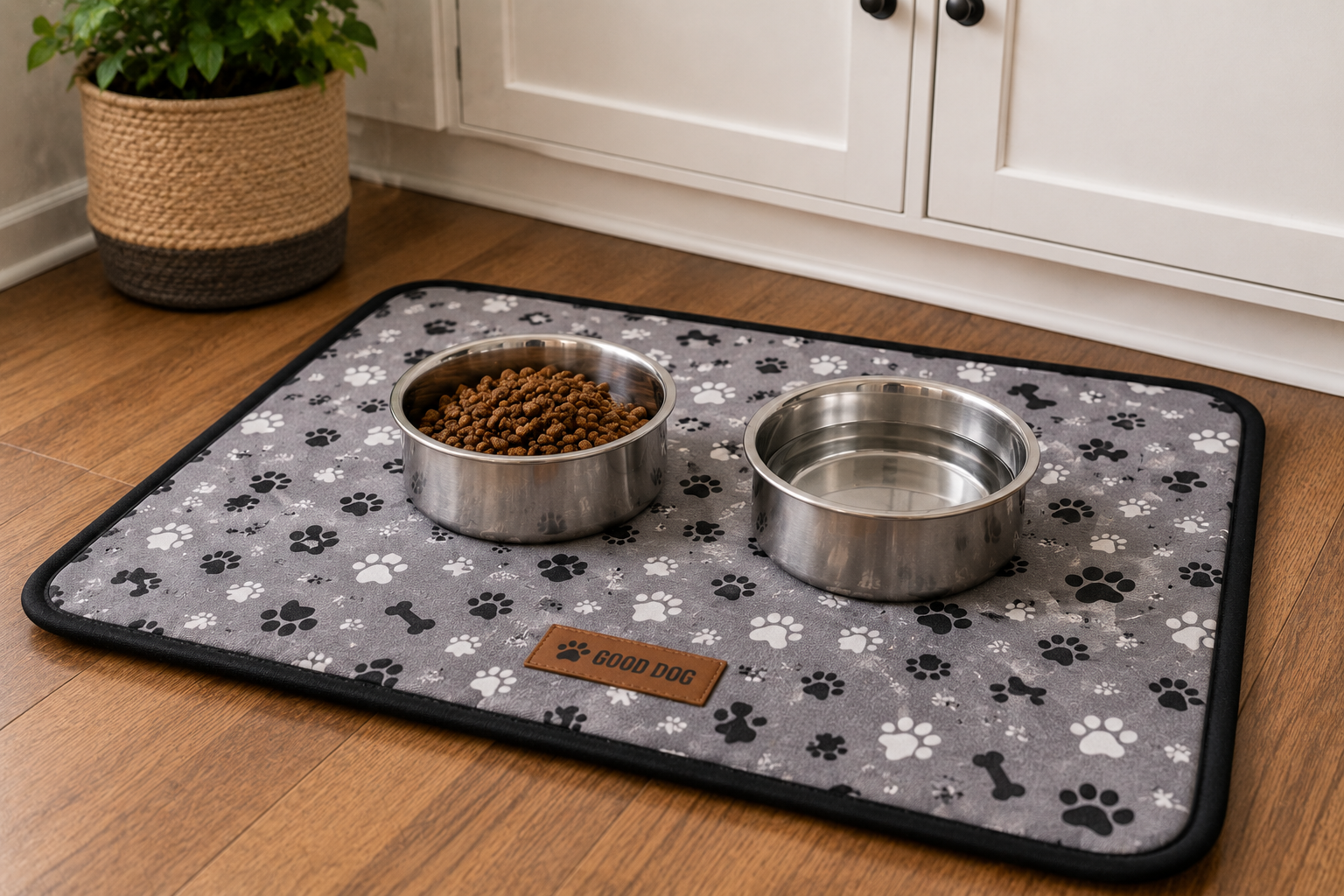Finished waterproof DIY dog bowl mat